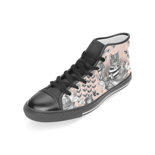 cat set - cat in nest pattern Women's Classic High Top Canvas Shoes (Model 017)