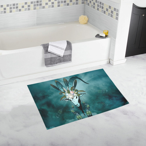 The billy goat with feathers and flowers Bath Rug 20''x 32''