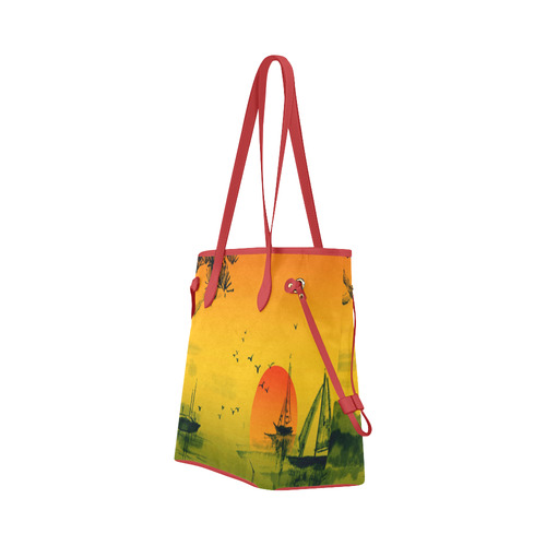 Sunset Orient Escape Clover Canvas Tote Bag (Model 1661)