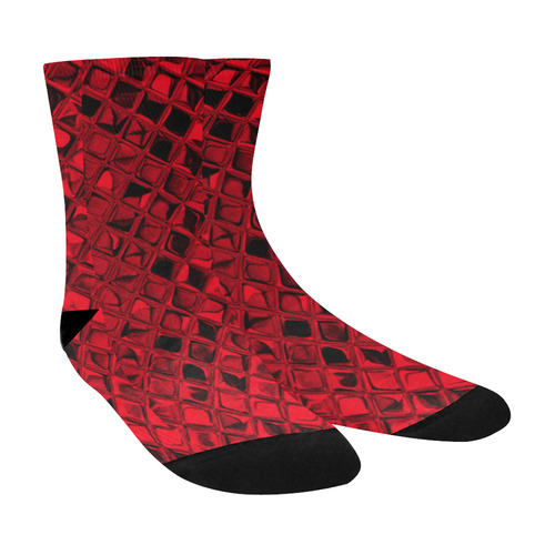 Metallic Red Crew Socks