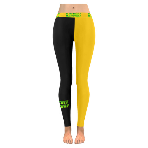 Black/yellow leggings Women's Low Rise Leggings (Invisible Stitch) (Model L05)