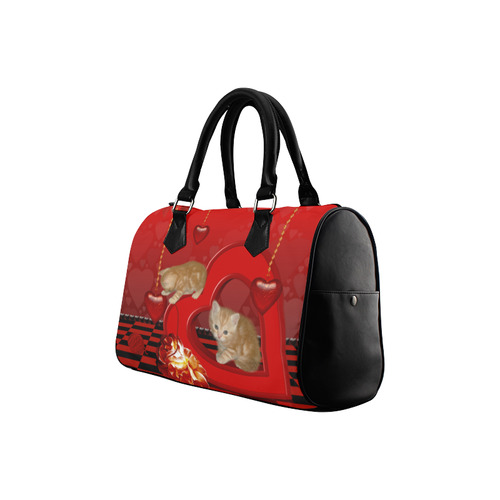 Cute kitten with hearts Boston Handbag (Model 1621)