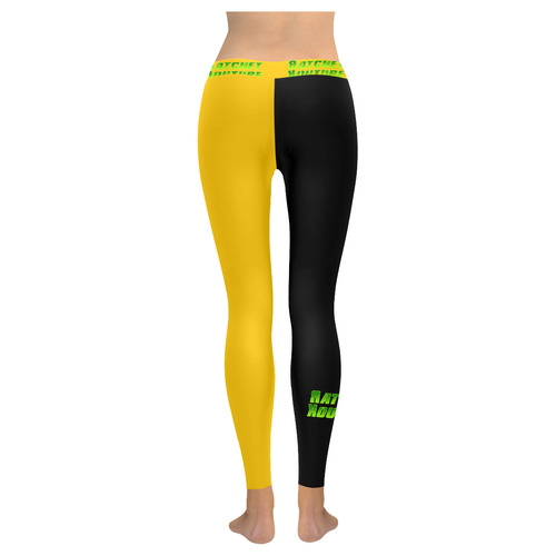 Black/yellow leggings Women's Low Rise Leggings (Invisible Stitch) (Model L05)