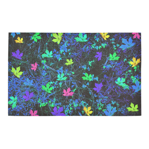 maple leaf in pink green purple blue yellow with blue creepers plants background Bath Rug 20''x 32''