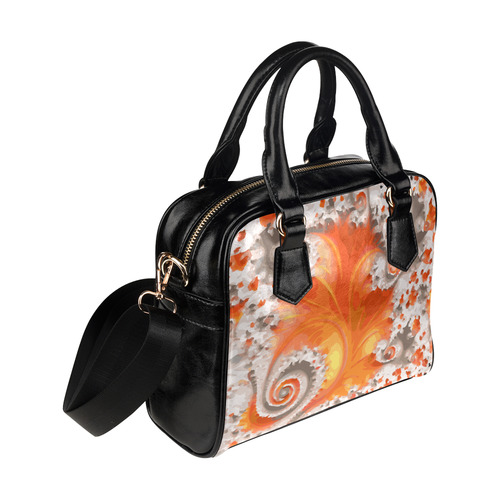 Orange White Summer Fractal Shoulder Handbag (Model 1634)