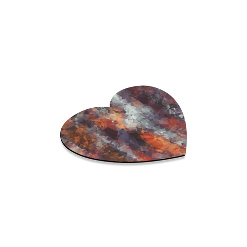 psychedelic geometric polygon shape pattern abstract in orange brown red black Heart Coaster