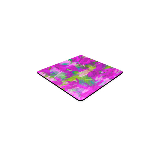 splash painting abstract texture in purple pink green Square Coaster