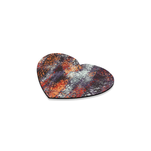 psychedelic geometric polygon shape pattern abstract in black orange brown red Heart Coaster