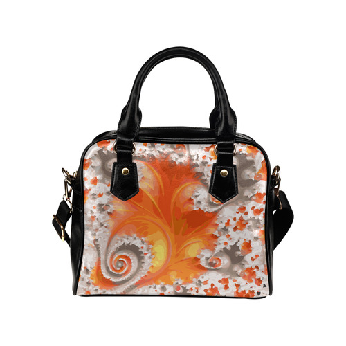 Orange White Summer Fractal Shoulder Handbag (Model 1634)
