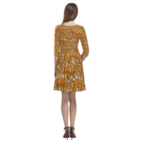 glossy abstract orange by JamColors Tethys Half-Sleeve Skater Dress(Model D20)