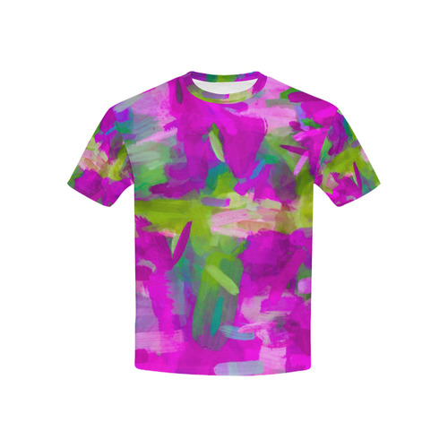 splash painting abstract texture in purple pink green Kids' All Over Print T-shirt (USA Size) (Model T40)