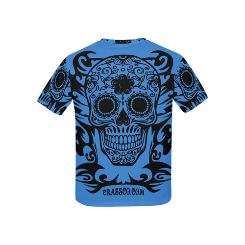 SKULL TRIBAL BLUE BY CRASSCO Kids' All Over Print T-shirt (USA Size) (Model T40)