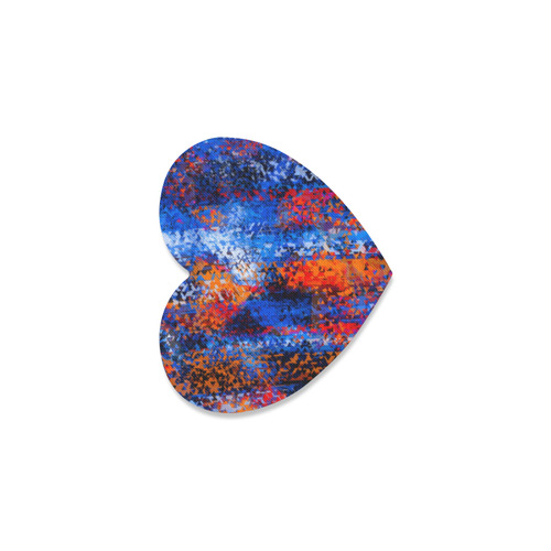 psychedelic geometric polygon shape pattern abstract in blue red orange Heart Coaster