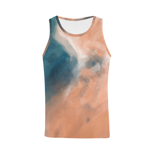 psychedelic splash painting texture abstract background in brown and blue All Over Print Tank Top for Men (Model T43)