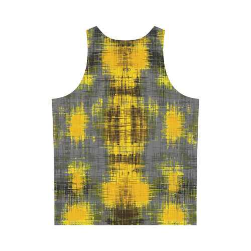 geometric plaid pattern painting abstract in yellow brown and black All Over Print Tank Top for Men (Model T43)