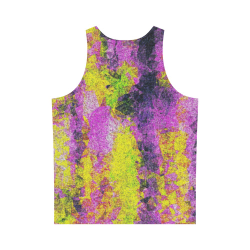 vintage psychedelic painting texture abstract in pink and yellow with noise and grain All Over Print Tank Top for Men (Model T43)