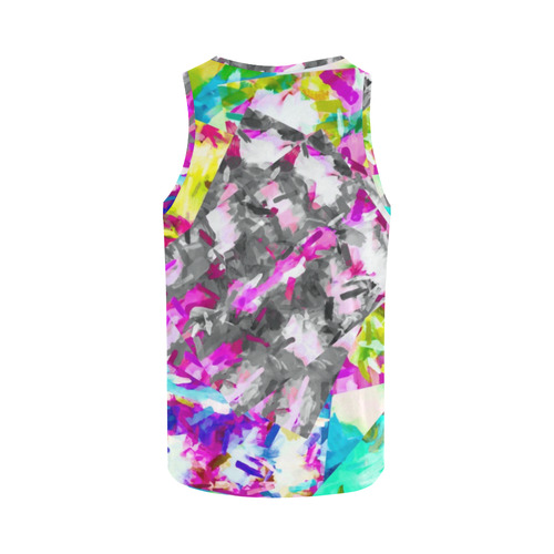 camouflage psychedelic splash painting abstract in pink blue yellow green purple All Over Print Tank Top for Men (Model T43)