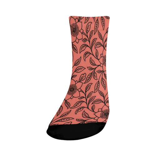 Vintage Lace Floral Peach Echo Crew Socks