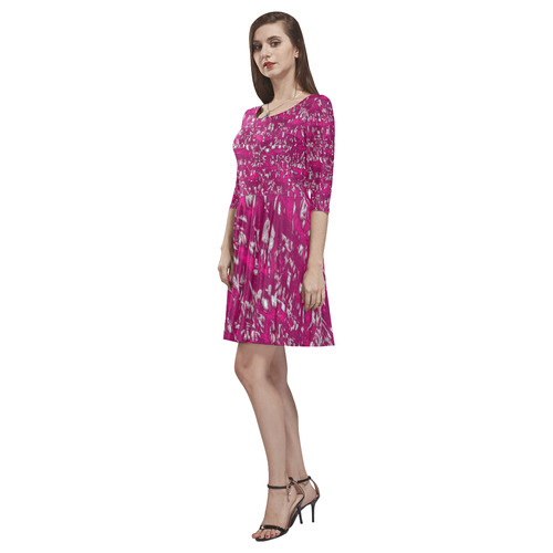 glossy abstract pink by JamColors Tethys Half-Sleeve Skater Dress(Model D20)