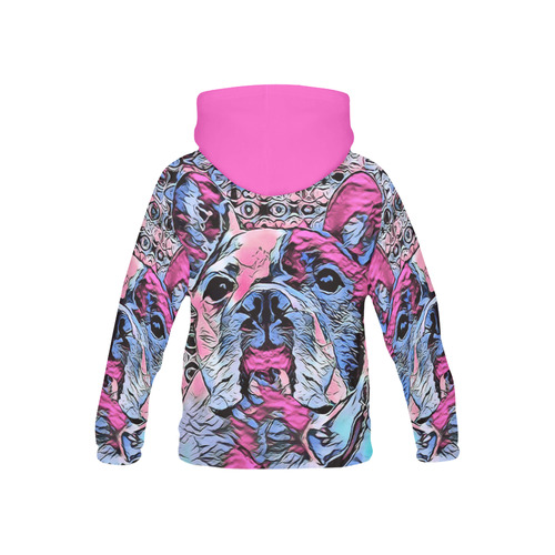 FRENCH BULLDOG PINK BY CRASSCO KIDS All Over Print Hoodie for Kid (USA Size) (Model H13)