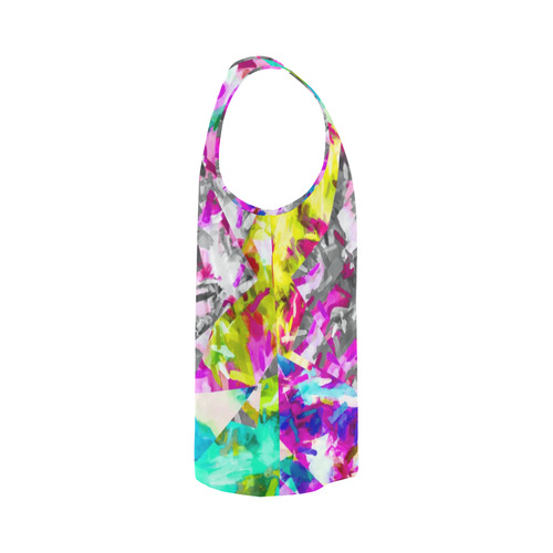 camouflage psychedelic splash painting abstract in pink blue yellow green purple All Over Print Tank Top for Men (Model T43)