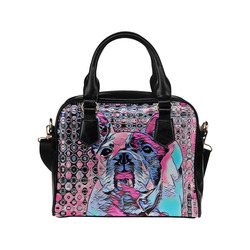 FRENCH BULLDOG PINK BY CRASSCO Shoulder Handbag (Model 1634)