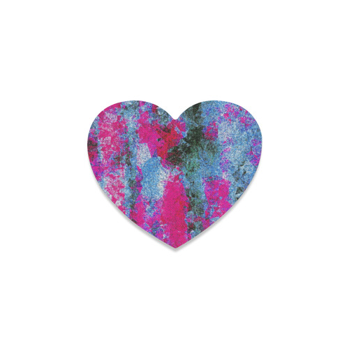 vintage psychedelic painting texture abstract in pink and blue with noise and grain Heart Coaster