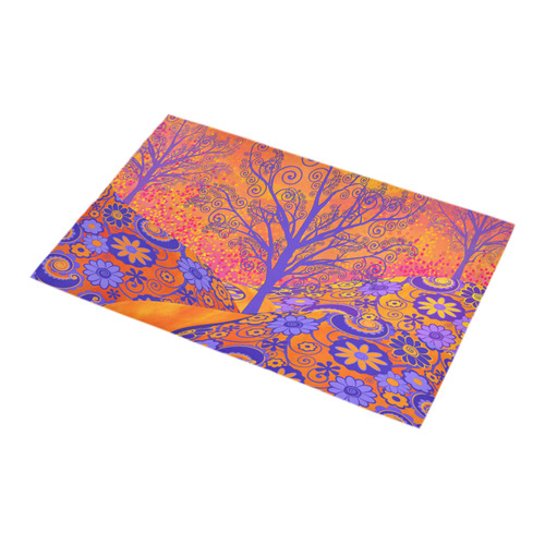 Bath Rug Sunset Park Trees Colorful Art Bath Rug 16''x 28''