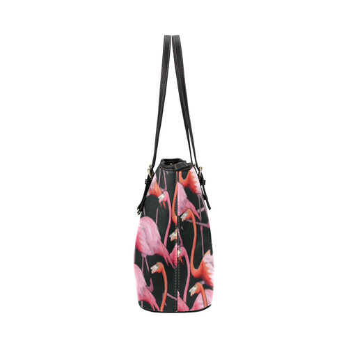 Beautiful Pink Flamingos Summer Pattern Leather Tote Bag/Large (Model 1651)