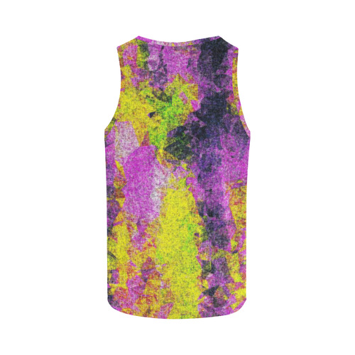 vintage psychedelic painting texture abstract in pink and yellow with noise and grain All Over Print Tank Top for Men (Model T43)