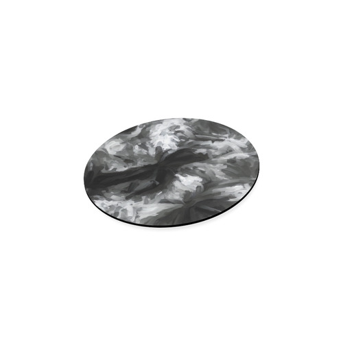 camouflage abstract painting texture background in black and white Round Coaster