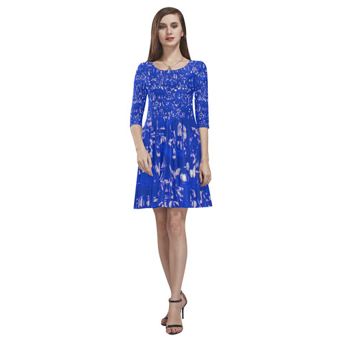 glossy abstract blue by JamColors Tethys Half-Sleeve Skater Dress(Model D20)