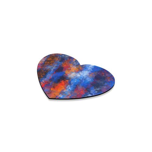 psychedelic geometric polygon shape pattern abstract in red orange blue Heart Coaster