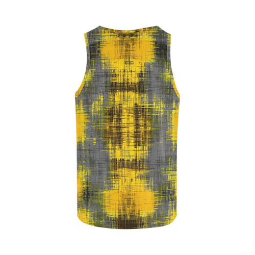 geometric plaid pattern painting abstract in yellow brown and black All Over Print Tank Top for Men (Model T43)