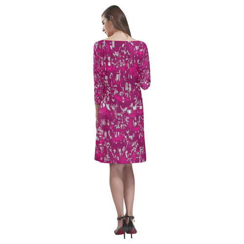 glossy abstract pink by JamColors Rhea Loose Round Neck Dress(Model D22)