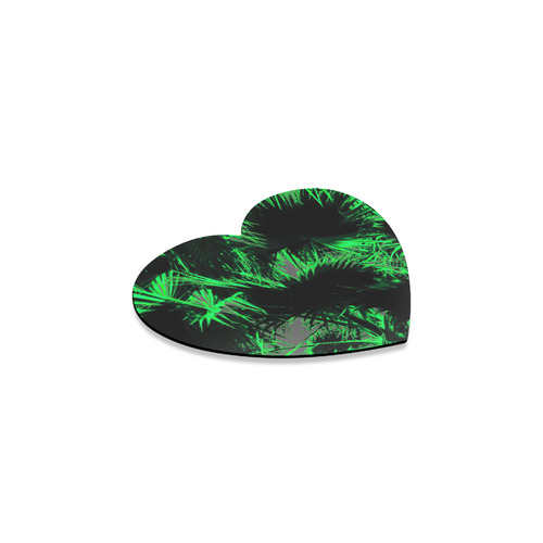 green palm leaves texture abstract background Heart Coaster