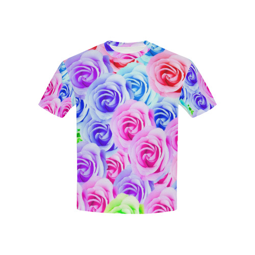 closeup colorful rose texture background in pink purple blue green Kids' All Over Print T-shirt (USA Size) (Model T40)