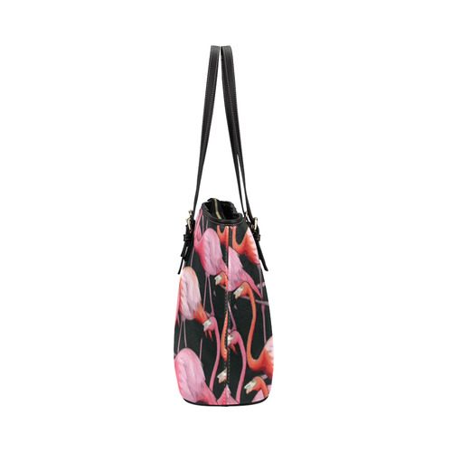 Beautiful Pink Flamingos Summer Pattern Leather Tote Bag/Small (Model 1651)