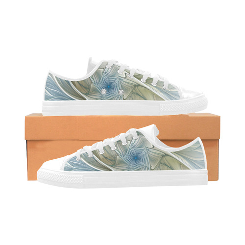 Floral Fantasy Pattern Abstract Blue Khaki Fractal Aquila Microfiber Leather Women's Shoes (Model 031)