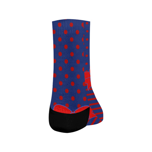 Polka Dots Stripes Comic Ribbon blue red Crew Socks