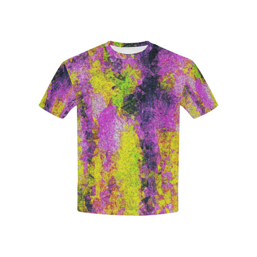 vintage psychedelic painting texture abstract in pink and yellow with noise and grain Kids' All Over Print T-shirt (USA Size) (Model T40)