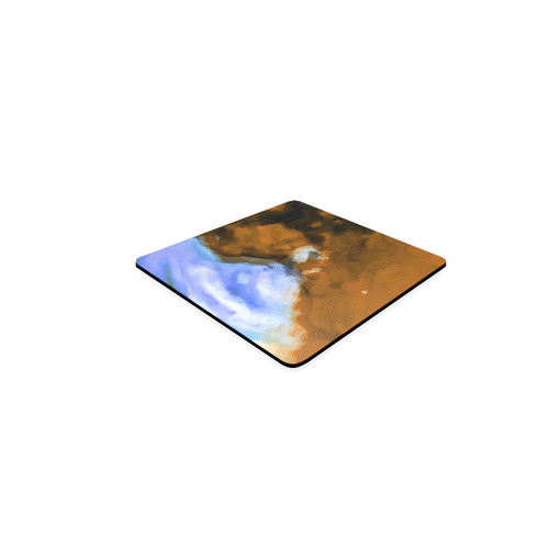 rusty psychedelic splash painting texture abstract background in blue and brown Square Coaster