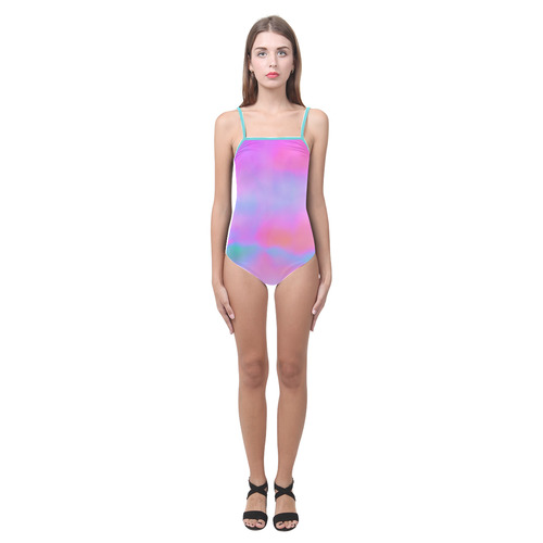 pink clouds Strap Swimsuit ( Model S05)