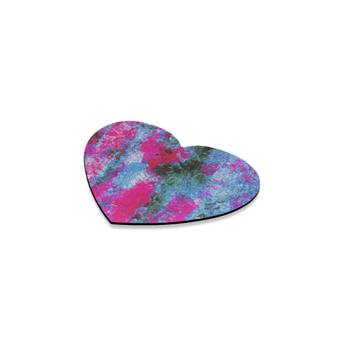 vintage psychedelic painting texture abstract in pink and blue with noise and grain Heart Coaster