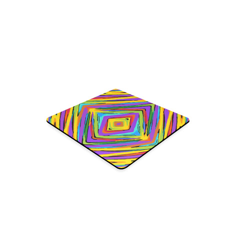 psychedelic geometric graffiti square pattern abstract in blue purple pink yellow green Square Coaster