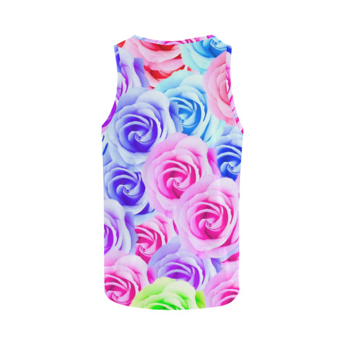 closeup colorful rose texture background in pink purple blue green All Over Print Tank Top for Men (Model T43)