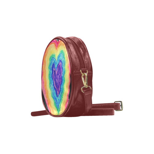 Rainbow Heart Round Sling Bag (Model 1647)