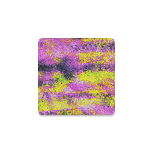 vintage psychedelic painting texture abstract in pink and yellow with noise and grain Square Coaster