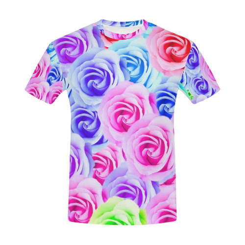 closeup colorful rose texture background in pink purple blue green All Over Print T-Shirt for Men (USA Size) (Model T40)