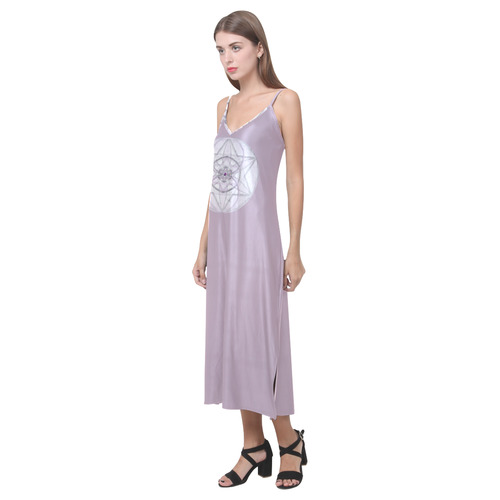 Protection- transcendental love by Sitre haim V-Neck Open Fork Long Dress(Model D18)